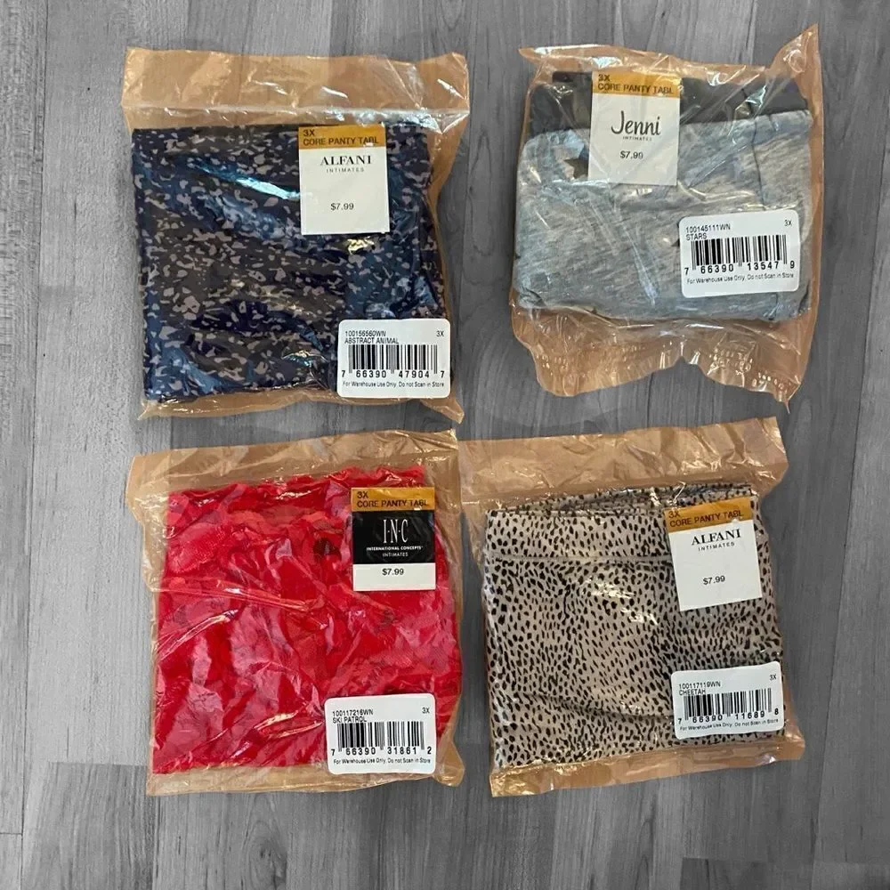 Lot of 4 Pair Panties Size 3X NWT Alfani Inc Jenni